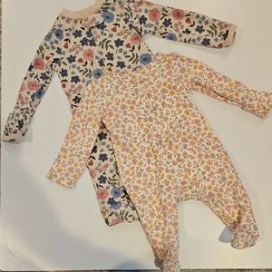 Carter's Floral Baby Onesies - Blue and Pink Size 3 Months